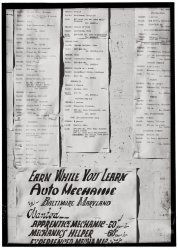 Work-offer board at the Manzanar Relocation Center, California, in 1943. View full size. Photograph by Ansel Adams.