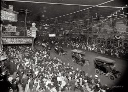 "Coney Island Mardi Gras 1908." Some interesting signs in this one. 8x10 glass negative, George Grantham Bain Collection. View full size.
