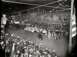 "Coney Island Mardi Gras, 1908." Bon temps New York style. 8x10 inch glass negative, George Grantham Bain Collection. View full size.
