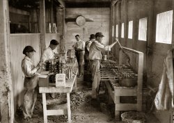 April 3, 1917. Oklahoma City. "Workshop of Sanitary Ice Cream Cone Co., 116 S. Dewey Street. Boys packing cones are John Myers, 14 years old, and a boy 12 years old who is working steady now. Boss said: 'He said he wasn't going to school so I took him.' " Photograph and caption by Lewis Wickes Hine. View full size.