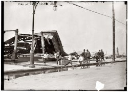 May 27, 1911. Aftermath of the Dreamland amusement park fire at Coney Island. View full size. George Grantham Bain Collection. Note the ancient streetlamp.
