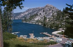 Actually, Lower Echo Lake, a body of water about seven miles south of Lake Tahoe as the crow flies. We didn't actually make use of the lake on our 1966 vacation, just popped in for a look (and for me to take this Kodachrome slide) as we headed home down US 50 after a visit to Virginia City. View full size.