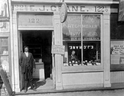 The E.J. Crane, watchmaker and jewelry store in Richmond, Virginia in 1899. Displayed as part of the American Negro exhibit at the Paris Exposition of 1900. View full size.