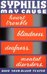 A Federal Art Project silkscreen poster from 1941, one of a series of public health graphics so attractively designed, they almost seemed like ads for VD. View full size. Get it while it lasts ... Spread the message with this fine-art print.