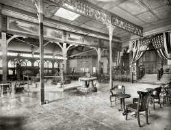 Saratoga Springs, New York, circa 1895. "Hathorn Spring." Our second visit to the flag-bedecked facilities at this bottler of mineral water. View full size.