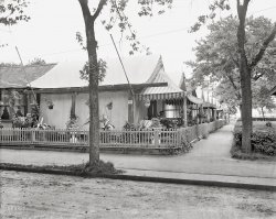 Ocean Grove, New Jersey, circa 1905. "Tent life." Looks relaxing, doesn't it?  8x10 inch dry plate glass negative, Detroit Publishing Company. View full size.