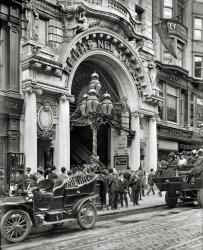 Philadelphia circa 1907. "Entrance to Keith's Theatre." When was the last time you patronized your local vaudeville house? 8x10 glass negative. View full size.
