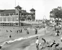 Cleveland, Ohio, circa 1908. "Bathing scene, Gordon Park." 8x10 inch dry plate glass negative, Detroit Publishing Company. View full size.