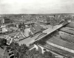 Baltimore, Maryland, circa 1917. "Union Station showing Charles Street and Jones Falls." 8x10 inch glass negative, Detroit Publishing Company. View full size.
