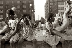 May 1940. "Fountain in front of Union Station, St. Louis, Missouri." 35mm negative by John Vachon for the Farm Security Administration. View full size.