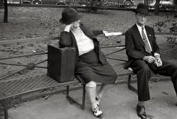 October 1935. "Scene in Jackson Square, New Orleans." 35mm nitrate negative by Ben Shahn for the Farm Security Administration. View full size. 
