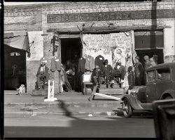 December 1935. "Sidewalk scene in Selma, Alabama." Large-format nitrate negative by Walker Evans for the Resettlement Administration. View full size. 
