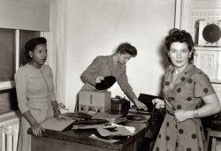 December 24, 1943. Washington, D.C. Christmas Eve party given by Local 203 of the United Federal Workers of America, Congress of Industrial Organizations. View full size. Medium-format safety negative by Joseph Horne.