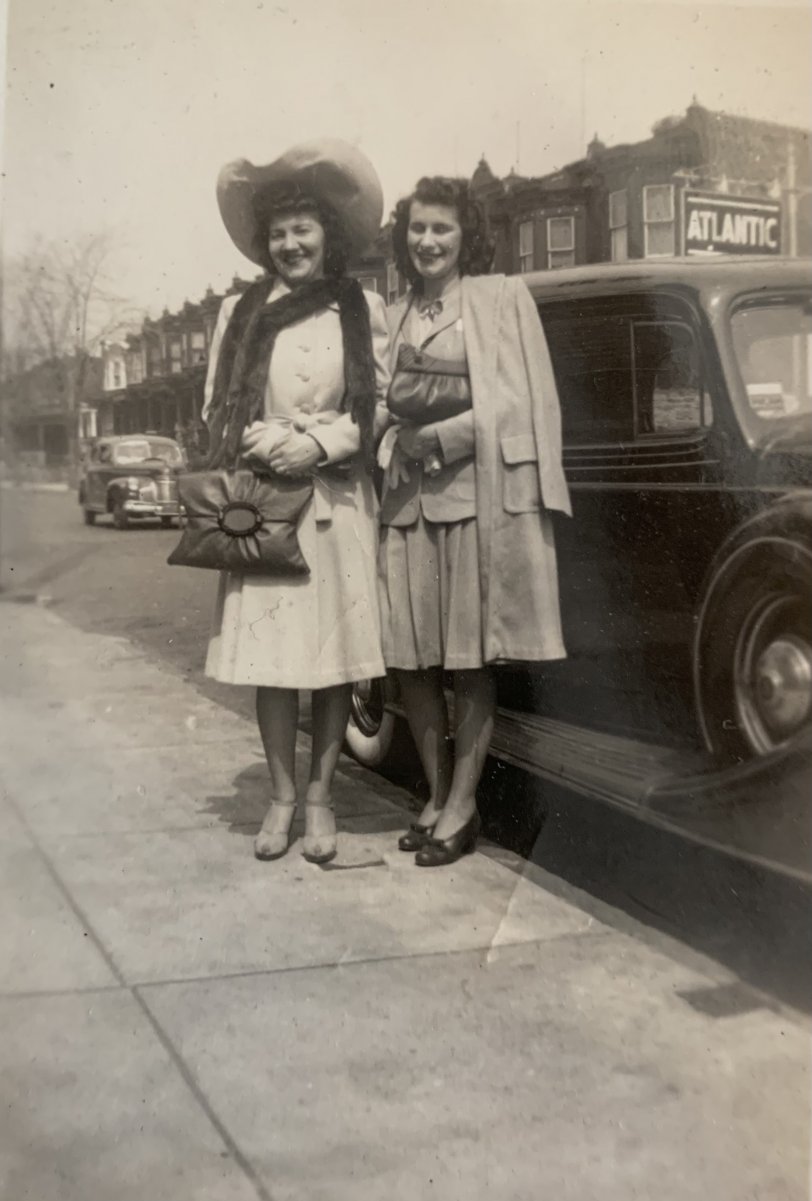 Eleanor & Mary: 1945 My wife's grandmother and a friend outside the family bakery in Nicetown, Philadelphia, around 1945. Located on North 15th Street. View full size.