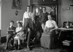 Well, not like this because she's only about 6 years old here. But there's her mama and it is San Francisco, anyway. The only people in this photo I do remember besides her are her twin brother (my Uncle Albert) and her older brother (my Uncle Frank). I never met her older sister (my Aunt Mary) or her mother and father. Missing from the group is her oldest brother, Uncle Jack, away at college. My grandfather, a carpenter, may have built this house; we do know that he rebuilt the family home that was destroyed in the 1906 earthquake and fire. This is a scan I made from the original 5x7 inch glass plate negative. View full size.