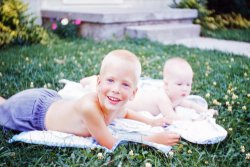 My brother, Bob and me exploring the wilds of the front yard, summer 1959 in Dayton, Ohio.