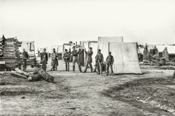 April 1865. Petersburg, Virginia. "Federal Army camp. Soldiers boxing." Wet plate glass negative. Civil War Collection, Library of Congress. View full size.