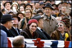October 19, 1957. College Park, Maryland. "British monarch Queen Elizabeth II on an official visit to the United States. The Queen attends a University of Maryland football game." (The Terrapins trounced the Tar Heels 21-7.) Kodachrome transparency for the Look magazine assignment "Elizabeth II: Her job, her income and wealth, her importance." View full size.

Queen Elizabeth II Dies at 96
&nbsp; &nbsp; &nbsp; &nbsp; LONDON — Queen Elizabeth II, Britain’s longest-serving monarch, whose broadly popular seven-decade reign survived tectonic shifts in her country’s post-imperial society and weathered successive challenges posed by the romantic choices, missteps and imbroglios of her descendants, died on Thursday at Balmoral Castle in Scotland, her summer retreat. She was 96. -- New York Times
