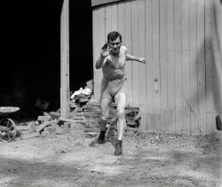 New York, 1911. "Sailor Burke." The Brooklyn-born welterweight champion known to his mother as Charles Presser, and someone you wouldn't want to meet in a well-lit alley. 5x7 glass negative, Bain News Service. View full size.