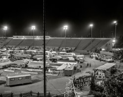 "1947 trailer show at Gilmore Field, Los Angeles." The Gypsy life, mid-century style. 4x5 negative by Watson from the News Photo Archive. View full size.