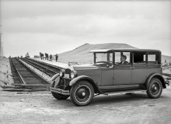 San Francisco, 1926. "Paige sedan -- Great Highway." The perambulating Paige last spied here. 5x7 glass negative by Christopher Helin. View full size.