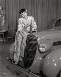San Francisco, 1935. "Auto show. Model and Oldsmobile at General Motors display." 8x10 inch nitrate negative, late of the Wyland Stanley and Marilyn Blaisdell collections. View full size.