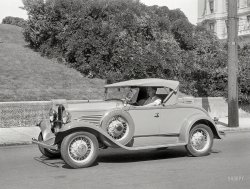 San Francisco circa 1931. "Willys Six Model 97 roadster on Gough Street at Lafayette Park." 5x7 glass negative by Christopher Helin. View full size.