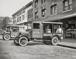 Washington, D.C., 1926. "Ford Motor Co. -- Walter J. Simons." Purveyor of Poultry and Eggs. Another look at the 10th Street market district. National Photo glass negative. View full size.