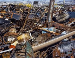 October 1942. "Scrap and salvage depot, Butte, Montana." 4x5 inch Kodachrome transparency by Russell Lee for the Office of War Information. View full size.