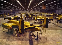 &nbsp; &nbsp; &nbsp; &nbsp; Time flies like B-25's. Another Kodachrome from the Early Days of Shorpy, enlarged and re-restored.
October 1942. "B-25 bomber assembly hall, North American Aviation, Kansas City." Kodachrome transparency by Alfred Palmer for the OWI. View full size.