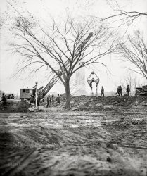 March 19, 1936. Washington, D.C. "Excavation work near the Washington Monument." 4x5 inch glass negative, Harris & Ewing Collection. View full size.