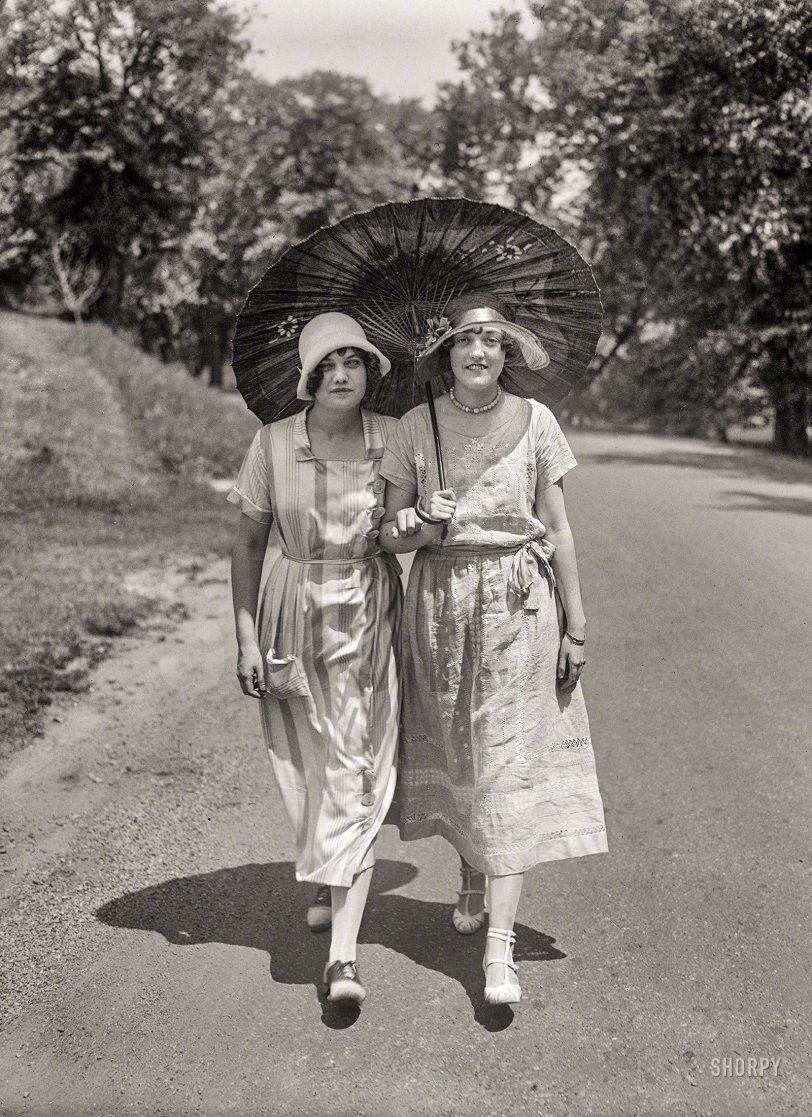 Taking the Air: 1924 1924. Washington, D.C. "Rock Creek Park. Miss Katherine Wren and Norvelle Munford." Harris & Ewing Collection glass negative. View full size.