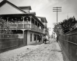 St. Augustine, Florida, circa 1894. "St. George Street." Our second look today at this bustling thoroughfare. Photo by William Henry Jackson. View full size.