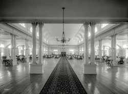 Palm Beach, 1894. "Dining room, Hotel Royal Poinciana." At the time, Henry Flagler's giant hotel was the largest building in Florida. 8x10 inch glass negative by William Henry Jackson, Detroit Publishing Co. View full size.