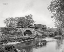 Circa 1901. "Near Franklin, New Jersey." The Detroit Photographic Special ("We photograph the world in the colors of nature"), being pulled by a Delaware, Lackawanna & Western locomotive, was William Henry Jackson's traveling photographic studio-salon, also seen here, here, here, here, here and here. 8x10 inch dry plate glass negative. View full size.