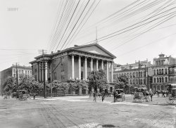 Nashville, Tennessee, circa 1900. "Courthouse and Public Square." The "fourth courthouse," completed in 1857. 8x10 inch glass negative, Detroit Photographic Company. View full size.