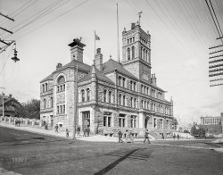 Duluth, Minnesota, circa 1902. "Post office and custom house, First Street and Fourth Avenue." Completed in 1894; demolished in 1935. 8x10 inch dry plate glass negative by William Henry Jackson, Detroit Photographic Company. View full size.