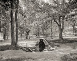 ONE COUNTRY AND ONE FLAG
THE STRIFE OF BROTHERS IS PAST
1903. "Spangler's Spring, Gettysburg, Pa." Forty years after that pivotal battle. 8x10 inch dry plate glass negative, Detroit Publishing Company. View full size.