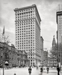 Philadelphia, 1904. "Land Title Trust Building, Broad Street." The umpteenth appearance on these pages of this early skyscraper. 8x10 inch dry plate glass negative. View full size.