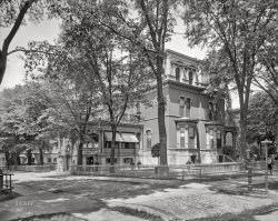 Buffalo, New York, circa 1905. "Buffalo Club -- Trinity Place and Delaware Avenue." 8x10 inch dry plate glass negative, Detroit Photographic Company. View full size.