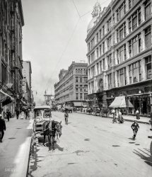 Circa 1904. "Nicollet Avenue, Minneapolis, Minnesota." 8x10 inch dry plate glass negative, Detroit Publishing Company. View full size.