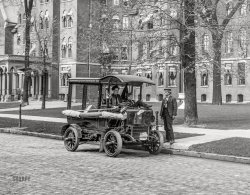 What we have here is a section of an 8x10 glass negative captioned "1906 -- Harper Hospital, Detroit." Which we've cropped to zoom in on this delivery van crew, who after 119 years are finally ready for their close-up. Better get going before that ice melts! View full size.