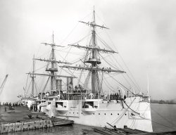 Circa 1900. "Cruiser U.S.S. Newark." 8x10 inch dry plate glass negative, Detroit Photographic Company. View full size.