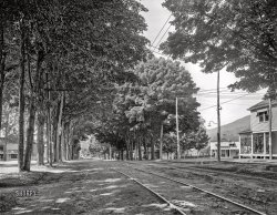 Warren County, New York, circa 1904. "Main street (Canada Street) in village of Lake George." 8x10 inch dry plate glass negative, Detroit Photographic Company. View full size.