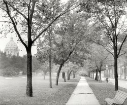 Circa 1910. "Capitol dome from Central Park, St. Paul, Minnesota." 8x10 inch dry plate glass negative, Detroit Publishing Company. View full size.