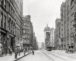 Pittsburgh, Pennsylvania, circa 1908. "Liberty Avenue at Seventh Avenue, looking west." 8x10 inch dry plate glass negative, Detroit Publishing Company. View full size.