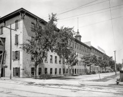 Grand Rapids, Michigan, circa 1908. "Phoenix Furniture Co., Fulton and Summer Sts." 8x10 inch dry plate glass negative, Detroit Publishing Company. View full size.