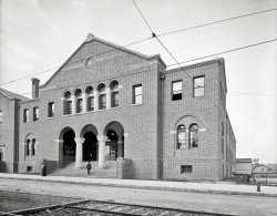 Circa 1906. "Elevated railway terminal, 70th and Market streets, Philadelphia." Another view of the building seen here. 8x10 glass negative. View full size.