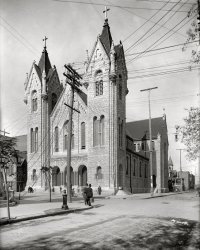 Atlantic City, New Jersey, circa 1907. "St. Nicholas Church, Pacific and Tennessee Avenues." 8x10 inch dry plate glass negative, Detroit Publishing Company. View full size.