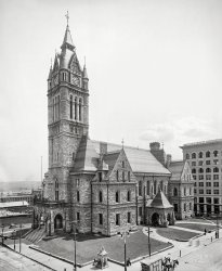 Hampden County, Massachusetts, circa 1908. "Holyoke City Hall, High and Dwight Streets." 8x10 inch dry plate glass negative, Detroit Publishing Company. View full size.